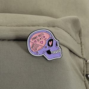 Broches de esqueleto esmaltados, estilo gótico <span class=keywords><strong>pastel</strong></span>, con temática de crisis existencial, para uso diario, joyería de memes de café y snacks, venta al por mayor - Product Image 3