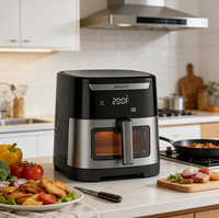 Friteuse à air électrique 7L moderne avec écran tactile intelligent, mini-grill, cuisson sans huile, pour usage domestique, extérieur et commercial, en plastique