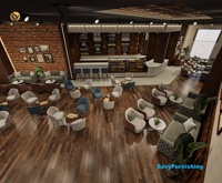 Concept de Salon 3D Personnalisé : Table Basse et Chaises, Ensemble de Mobilier Moderne pour Salon avec Banquette