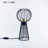 Desain Baru Sakelar Soket Modern Kandang Logam Hitam Spiral Hangat Lampu Meja Minimalis untuk Ruang, Meja Kerja, dan Samping Tempat Tidur