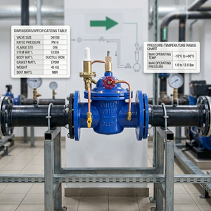 วาล์วควบคุมการไหลของแบรนด์400X <span class=keywords><strong>XF</strong></span> ตัวควบคุมการไหลของวาล์วน้ำไฮดรอลิกแบบปรับได้พอร์ต DN50-DN400เหล็กอ่อนแบบปรับแต่งได้ - Product Image 4