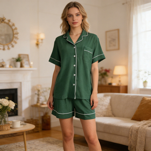 Pigiama di Lusso da Donna in Viscosa Modal, Maniche Corte e Pantaloncini, Abbigliamento da Casa - Product Image 5