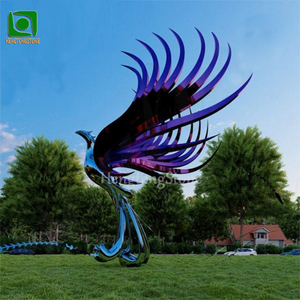 Decorazione esterna fatta a mano in metallo 304 acciaio inossidabile moderna statua astratta di Phoenix - Product Image 2