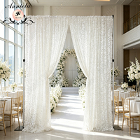 ANNIELU Rideaux de fond en maille à sequins blancs simples pour décoration de mariage, fête, douche nuptiale, accessoires de photographie, photomaton