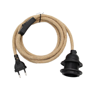 Câble électrique vintage en corde de chanvre avec prise EU, interrupteur et support pour la décoration intérieure, cordon d'alimentation DIY pour <span class=keywords><strong>luminaires</strong></span> - Product Image 1