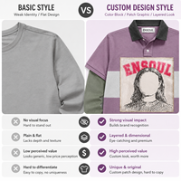 Maßgeschneidertes Farbblock-Applikations-Grafik-Streifen-T-Shirt 100% Baumwolle Streetwear Vintage Übergroßes Doppellagiges Langarm-T-Shirt
