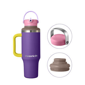 Tren baru 40oz cangkir kopi tumbler kapasitas besar glossy macaron travel mug dengan pegangan dan sedotan untuk hadiah - Product Image 3