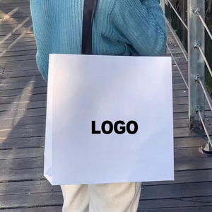 Wholesale Custom Logo Printed Extra <b>Large</b> Grocery <b>Bag</b> Packaging White Clothing <b>Gift</b> Shopping Tote Paper <b>Bag</b> with Handle OEM - Product Image 3