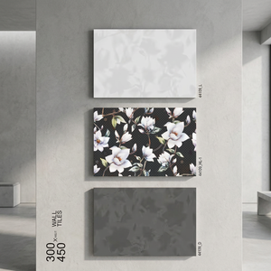 Carreaux muraux en céramique numérique de surligneur d'impression de fleurs noires de superbe qualité adaptés à la finition brillante intérieure 300x450 30x45 12x18 - Product Image 1