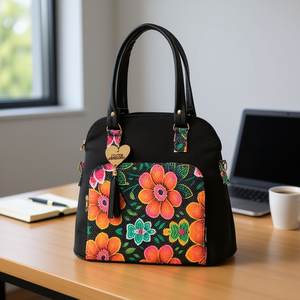 Bolso de Negocios de Yute Negro para Mujer Fana Elora con Bolsillo con Cremallera, Material Vegano, Uso Adulto - Product Image 2