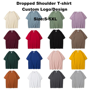 Haute qualité 100% coton personnalisé vierge poids lourd surdimensionné régulier ou épaule goutte impression Logo T-Shirts pour homme et femme - Product Image 5