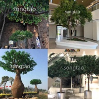 Haute Simulation Jardin Extérieur Ficus Artificiel Parc À Thème Décorateur Plantes Fibre De Verre Résistant Aux UV