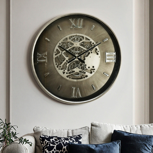 <span class=keywords><strong>Horloge</strong></span> <span class=keywords><strong>Murale</strong></span> Contemporaine en Métal à Aiguille Unique de 80cm, 31.5 Pouces, Art Déco Vintage, Grand Mécanisme <span class=keywords><strong>pour</strong></span> Salon - Product Image 3