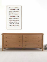 Commode à six tiroirs en bois massif de style naturel américain, commode de chevet vintage française, fabrication Shanghai, pour chambre à coucher
