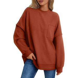 เสื้อสเวตเตอร์คอกลมแขนยาวโอเวอร์ไซส์ของผู้หญิง2024 2025เสื้อสวมสบายสำหรับฤดูหนาวฤดูใบไม้ร่วง - Product Image 4