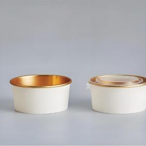 Bol à papier à salade de haute qualité bols en papier feuille d'or et d'argent bol en papier écologique de qualité alimentaire avec couvercle - Product Image 6