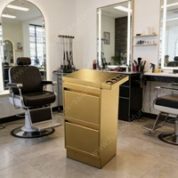 Chariot de Salon de Coiffure Professionnel en Plastique Doré pour Esthéticiennes et Barbiers - Offre Spéciale