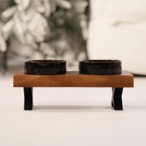 Sang trọng lớn lên đôi vật nuôi bát cao gỗ chó và mèo trung chuyển thực phẩm với bát nước - Product Image 2