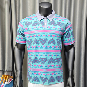 Custom Pattern Full Digital Printing Sublimation Golf Polo Shirts in Polyester Quick Dry Fabric Breathable Men's Polo T Shirts