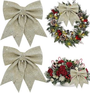 Grand nœud carré de Noël 15x21cm pour sapin, décorations élégantes pour intérieur et extérieur, ornements festifs pour décorations de Noël - Product Image 1