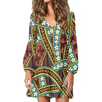 Robe jupe plissée à manches longues avec imprimé citron personnalisé, robes décontractées vintage à col en V pour femmes, vêtements de plage