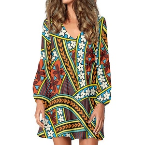 Full <strong>Printed</strong> <strong>Lemon</strong> Design Customized Long Sleeve Pleated Skirt <strong>Dress</strong> Vintage V-neck Casual <strong>Dresses</strong> for Women Beach Clothing - Product Image 6