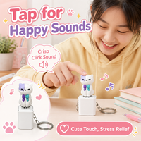 Movidoo Clavier mécanique anti-stress Kawaii Chat, jouet sensoriel avec son de clic, rechargeable par USB, porte-clés, en boîte, idéal pour cadeaux