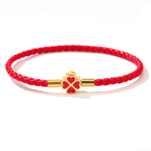 สร้อยข้อมือถักลายใบโคลเวอร์สี่แฉก เครื่องประดับสำหรับทุกเพศ ของขวัญสำหรับคู่รักในวันวาเลนไทน์ - Product Image 5