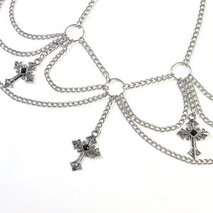 European American Style Hip Hop Metal <b>Cross</b> Pendant Waist <b>Chain</b> Multi Layer Body <b>Chain</b> Daily Wear Tibetan Silver - Product Image 4