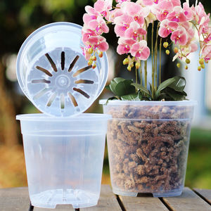 प्लास्टिक स्पष्ट पारदर्शी गोल जड़ नियंत्रण स्लाइट गार्डन प्लांट पॉट pp orchid बर्तन छेद के साथ छेद साफ ऑर्किड प्लास्टिक पॉट - Product Image 6