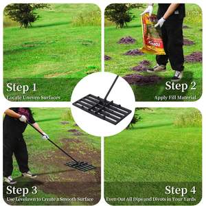 Poignée en T Longueur Réglable Jardin Jardin Terrain de Golf Pâturage Outil d'entretien de la pelouse Râteau de niveau de pelouse en acier inoxydable - Product Image 6