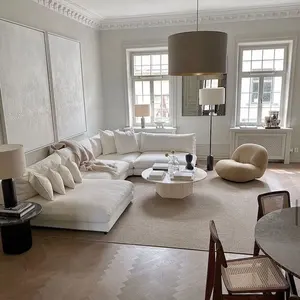 Minimalistische Witte Couch Hoek U-vormige Linnen Woonkamer Modulaire Sectionele Sofa
