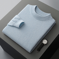 Pull tricoté pour homme 100 % laine respirant, fabriqué en usine (OEM/ODM), avec logo frontal, col semi-montant, 12GG, style décontracté et professionnel, collection automne