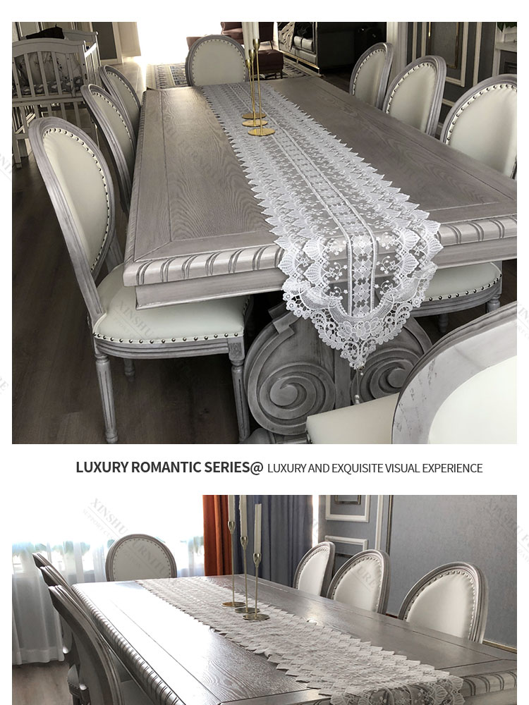 french light luxury american household solid wood recta 8 Seater made in China solid wood dining table