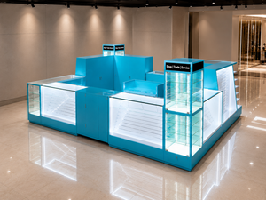 Minimalist Mall Island <b>Display</b> Showcase Modular Retail Kiosk Furniture Custom Glass Counter <b>Cabinet</b> Turnkey Store Solution - Product Image 3