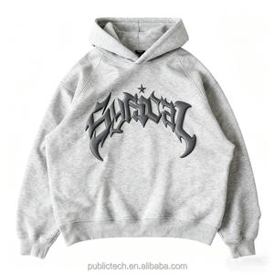 High Quality Custom 360 420 500G Heavyweight Pullover Sweatshirt 100% Cotton Oversized Plain 3D Puff Print Men's <b>Hoodies</b> - Product Image 2