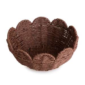 Cesta <span class=keywords><strong>de</strong></span> Almacenamiento Tejida <span class=keywords><strong>de</strong></span> Cuerda <span class=keywords><strong>de</strong></span> Papel Marrón en Forma <span class=keywords><strong>de</strong></span> Cuenco con Borde Festoneado para Frutas, Aperitivos, Entrada, Mesa <span class=keywords><strong>de</strong></span> Cocina, Decoración del Hogar, Organizador - Product Image 1