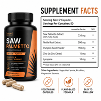 Capsules de Palmier Nain Avancées, Extrait d'Ortie et de Citrouille, Soutien de la Prostate, Bien-être Urinaire, Complément Alimentaire pour Hommes, Usine OEM ODM