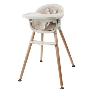 Trona de comedor para bebés de madera maciza, fácil instalación de alimentación, trona de madera para alimentación de bebés