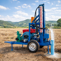 Petite machine de forage de puits d'eau diesel 30 CV, 200 m, montée sur roues, hydraulique