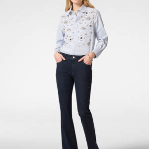 Vente en gros Chemise brodée personnalisée en coton pour femmes Chemise décontractée à manches longues avec boutons pour femmes - Product Image 4