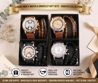 Coffret Cadeau d'Accessoires Premium Personnalisés pour Hommes – Ensemble Montre à Quartz et Bracelet (2 pièces) pour Cadeaux d'Appréciation des Employés