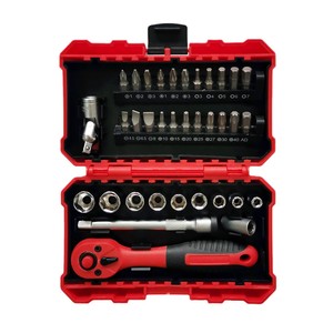 Lixin 35 Piece 1/4 Inch Metric <b>Socket</b> Set Ratchet Tool Kit With Bits And <b>Extension</b> Bar For Home Use - Product Image 5