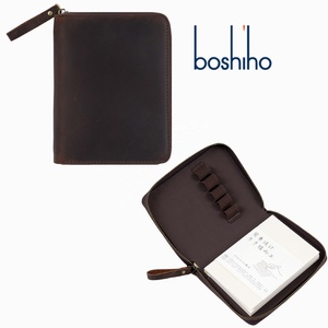 Boshiho Customized Genuine Crazy Horse <b>Leather</b> Notebook with Zipper Workbook <b>Notepad</b> Pocketbook Folder Pen Holders-Gift - Product Image 3