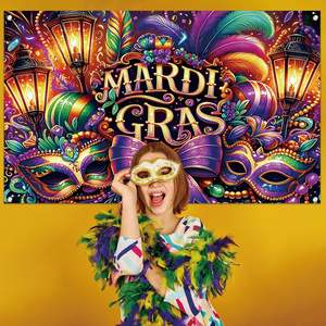 ฉากหลังถ่ายรูปงานมาร์ดิกราส์ <span class=keywords><strong>วัน</strong></span>พุธอันแสนอ้วน งานคาร์นิวัลบราซิล ของตกแต่งงานแฟนซี ป้ายปาร์ตี้ ปรับแต่งได้ - Product Image 5