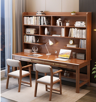 Silla y mesa de ordenador, mesa minimalista moderna, escritorio de ordenador de estudio de madera, escritorio de doble Persona, estantería, escritorio de ordenador