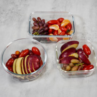 Ensemble de boîtes repas en verre écologiques et micro-ondables avec couvercle en bambou, design nordique moderne, amovibles et pliables, pour la cuisine