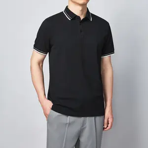定制高品质100% 棉男士空白高尔夫马球t恤刺绣标志平纹短袖休闲马球衫