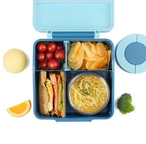 Thermische Brotdose Hot Sale wieder verwendbare 4-Fach-Abteilung Bento Tiffin Box mit einem Lebensmittel glas