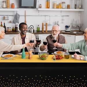 Ensemble <span class=keywords><strong>de</strong></span> nappe en plastique <span class=keywords><strong>jetable</strong></span> et <span class=keywords><strong>de</strong></span> <span class=keywords><strong>chemin</strong></span> <span class=keywords><strong>de</strong></span> <span class=keywords><strong>table</strong></span> en satin, nappe noire à pois dorés, or pour la décoration <span class=keywords><strong>de</strong></span> fête <span class=keywords><strong>de</strong></span> remise <span class=keywords><strong>de</strong></span> diplôme, <span class=keywords><strong>de</strong></span> mariage - Product Image 5